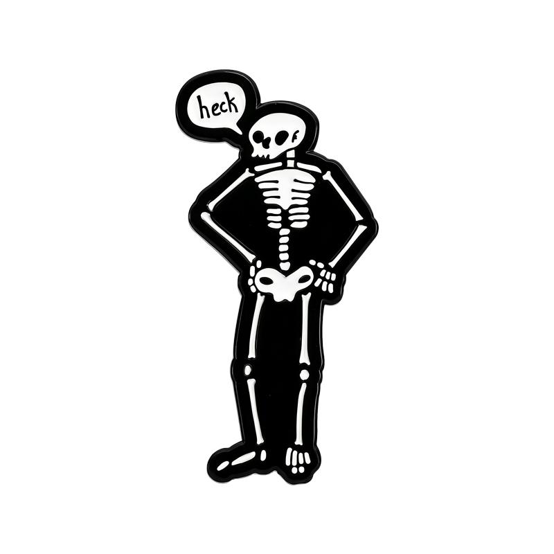 

Skeleton Heck Enamel Pins Halloween Spooky Season Brooches Lapel Badges Punk Black Skull Jewelry Gift for Friends