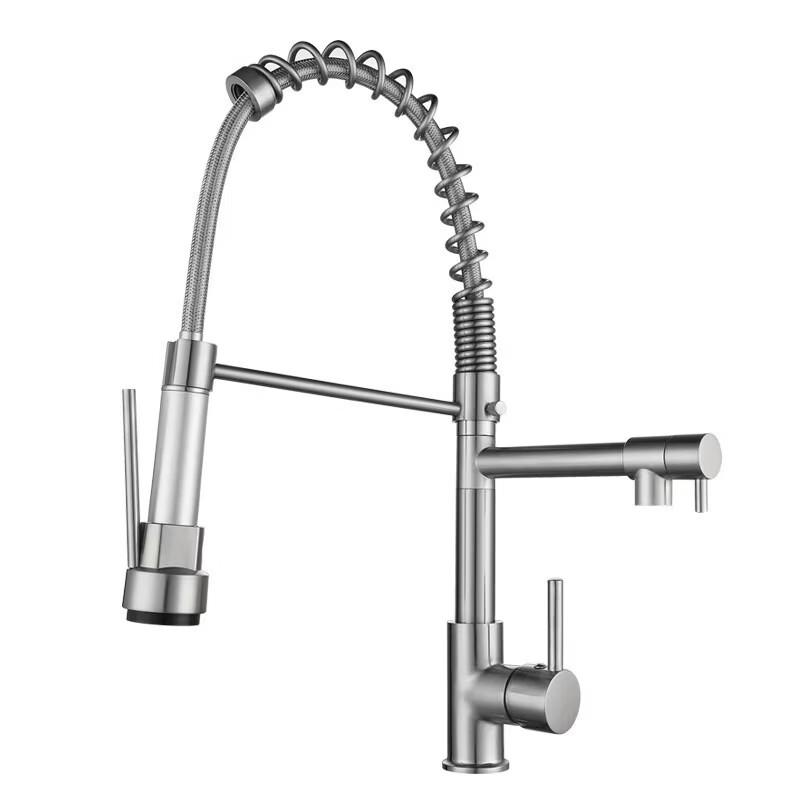 Brushed 304 Stainless Steel Pull-Out Kitchen Faucet