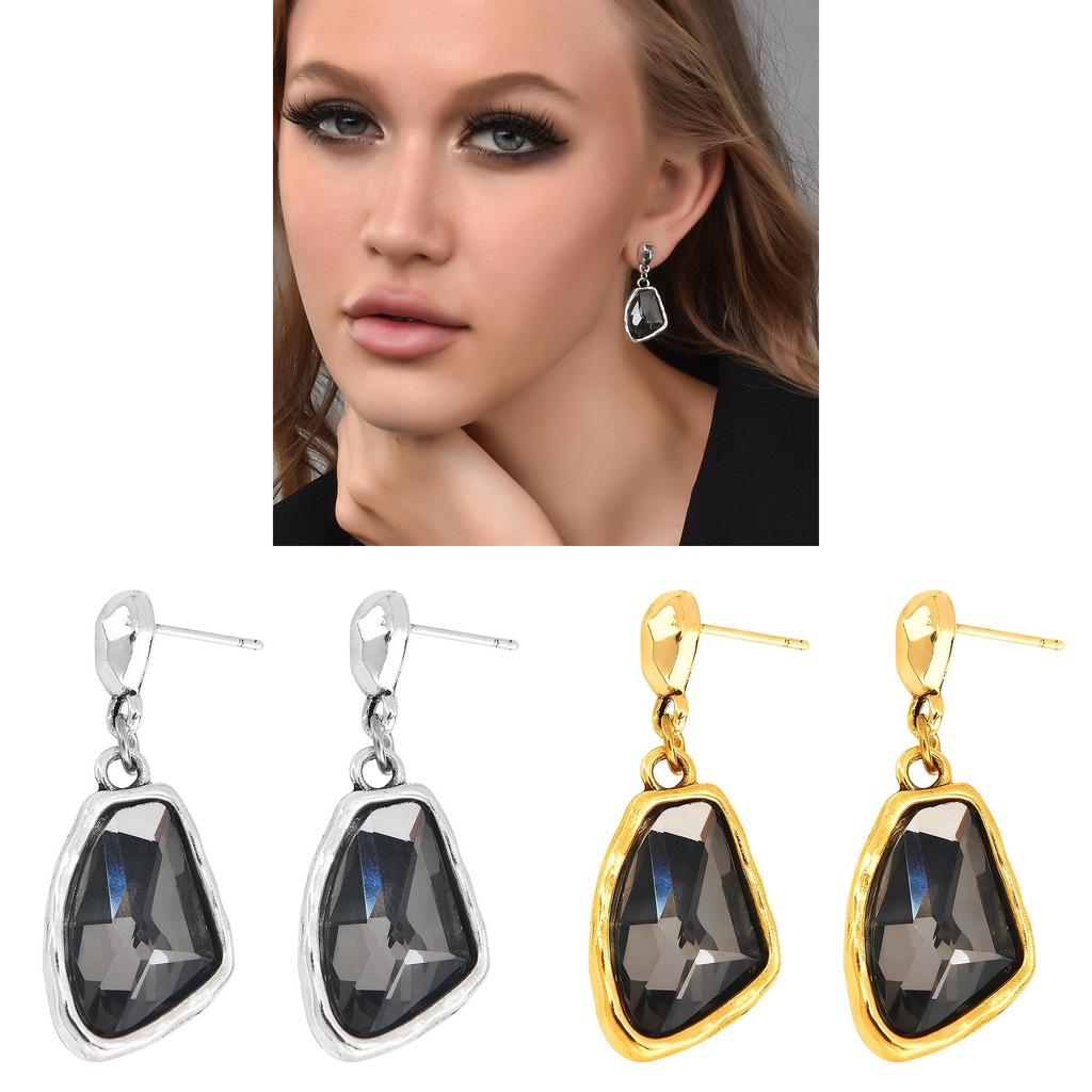 Copper Gold Water Drop Earrings With Silver Ear Pins For Women Fashion Jewelry