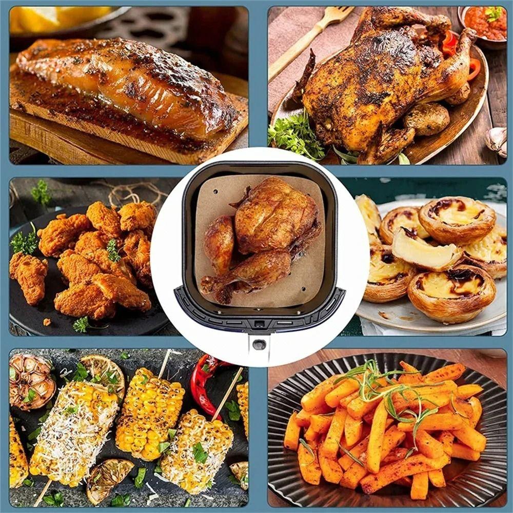 100Pcs Wood Pulp Papers Steamer Liners Disposable Steaming Basket Mat New Air Fryer Paper