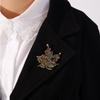 Stylish Vintage Colored Rhinestone Maple Leaf Brooch Personality Girl Metal Decorative Christmas Gift