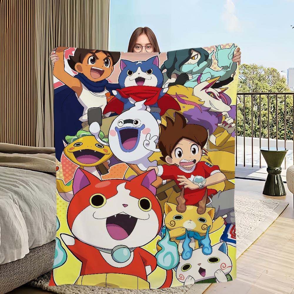 

cute cartoon game y-Yo kai w-Watch k-Komasan Flannel warm soft plush blanket for sofa living room office bedroom travel gift 30x40in