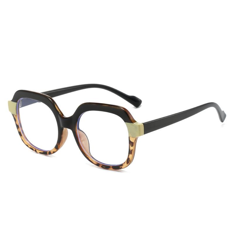 Big Frame Round Double Color Optical Glasses Frames Women Tr90 Anti-Blue Light Spectacle Fashion Clear Lens Computer Eyeglasses