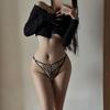 French Celebrity Heavy Industry Embroidery Sexy Panties Women's Delicate Mesh Comfortable Cotton Crotch Hollow Temptation Thong Large Size