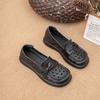 Fashion Genuine Leather Soft Sole Shallow Mouth Women's Shoes Hollow Out Breathable Casual Sneakers Comfort Women Flat Single Shoes