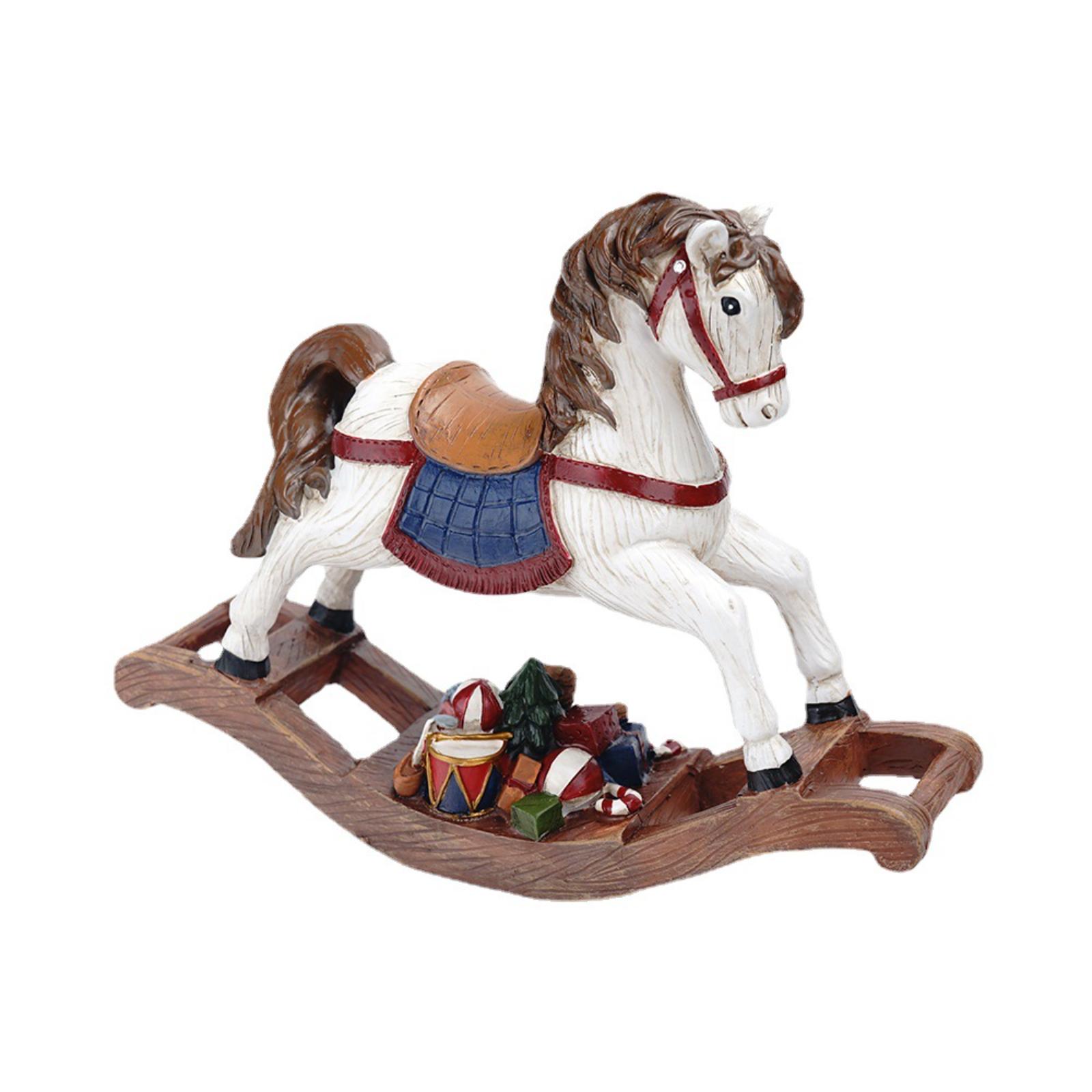 

Christmas Wooden Horse Resin Crafts Christmas Tree Decoration Simulation Animal Ornaments Christmas Decoration Suitable For Home Party Bedroom One Size білий