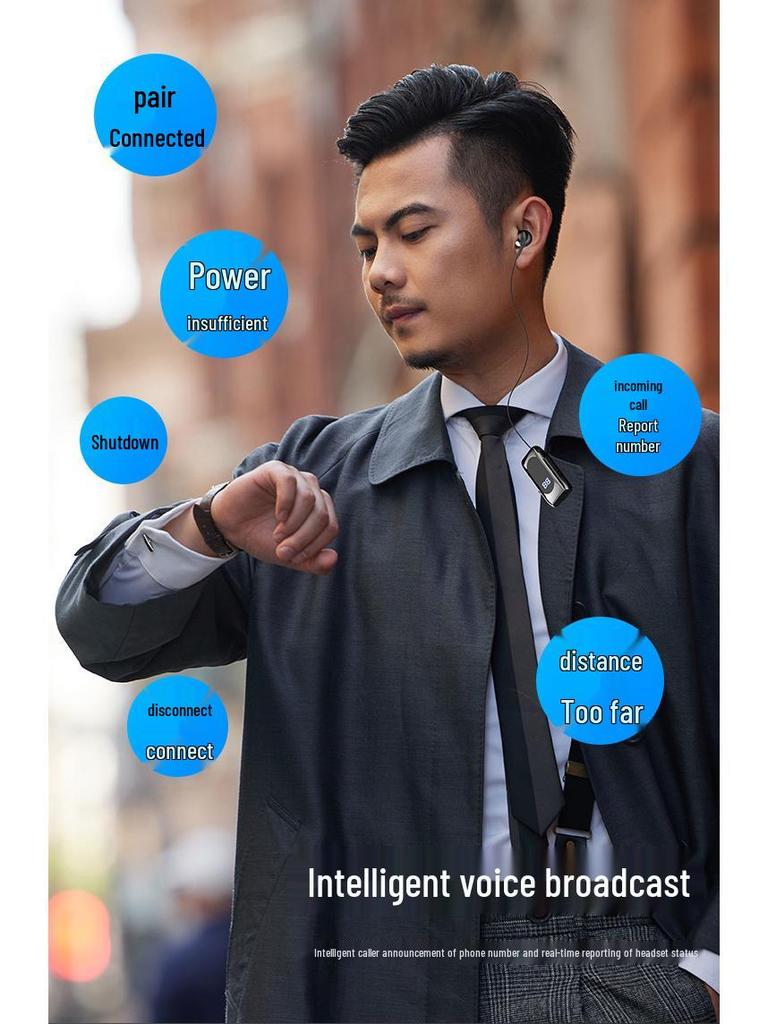 Bluetooth Wired Headset with Ultra-Long Battery, Single Ear, In-Ear Design, Vibration Alert, and Retractable for Business Calls.