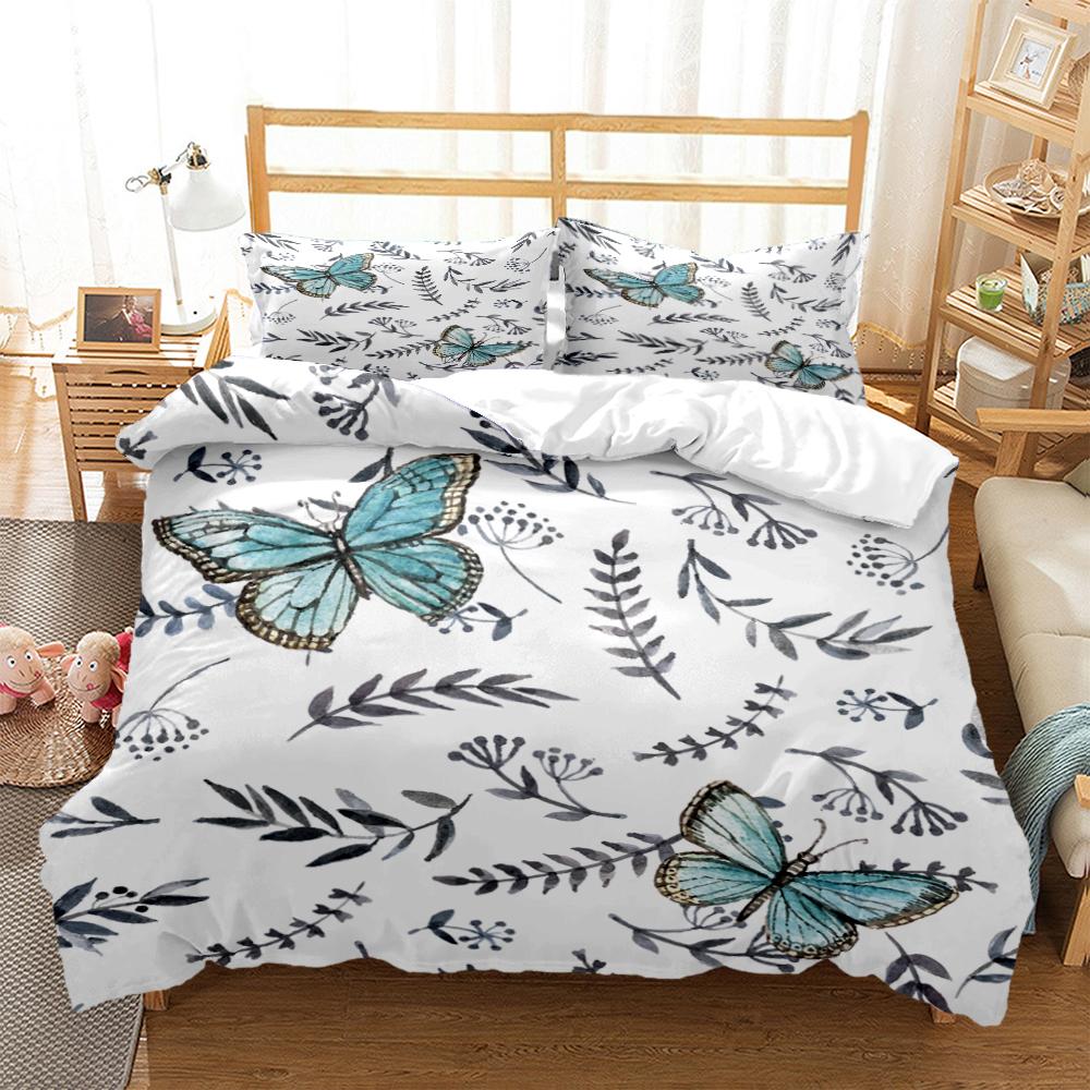 Cartoon Butterfly Hd Print Polyester Bedding SetsKids Or Adults For Beds Quilt Cover Pillowcase King Size Bedding Set