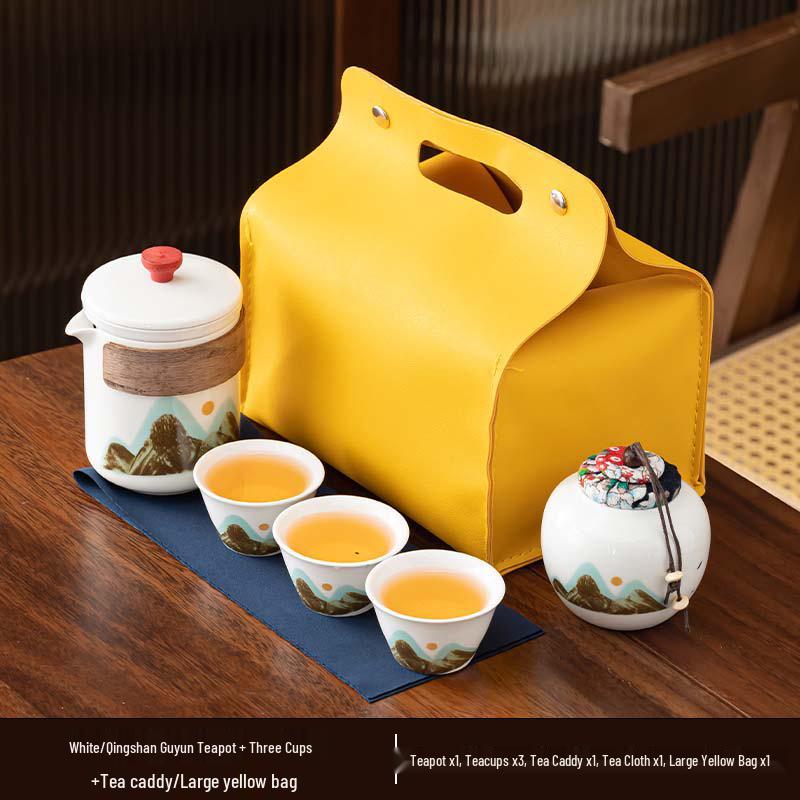 Portable Ceramic Kung Fu Tea Set - Travel Quick Cup for Office or Outdoor Use, Ideal Business Gift