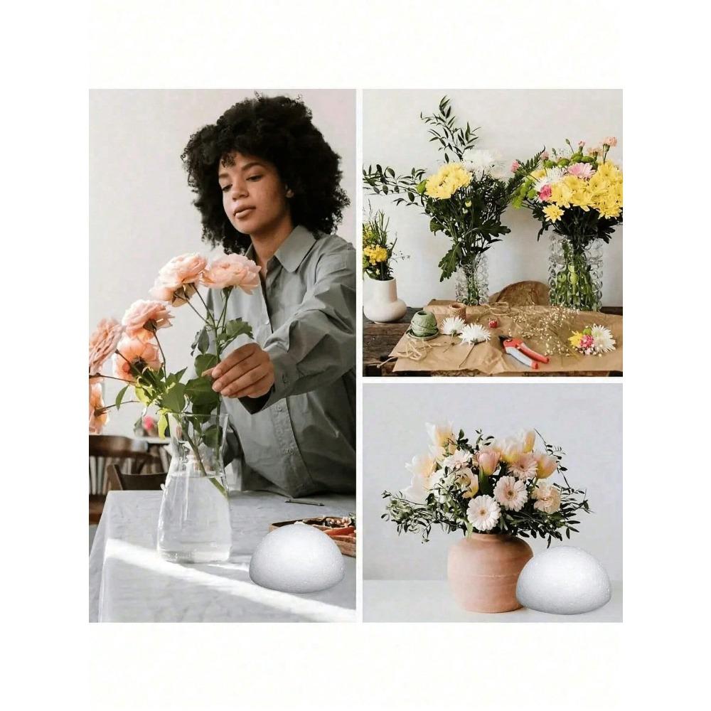 White Solid Foam Half Ball. Foam Blocks For Fresh And Artificial Flower Arrangements, Autumn Decorations, Halloween Decorations, Plant Decorations
