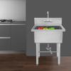 Single Basin Commercial Sink with Faucet, 304 Stainless Steel Freestanding Kitchen Sink, 27x24x40.5 In Bar Restaurant Prep Sink