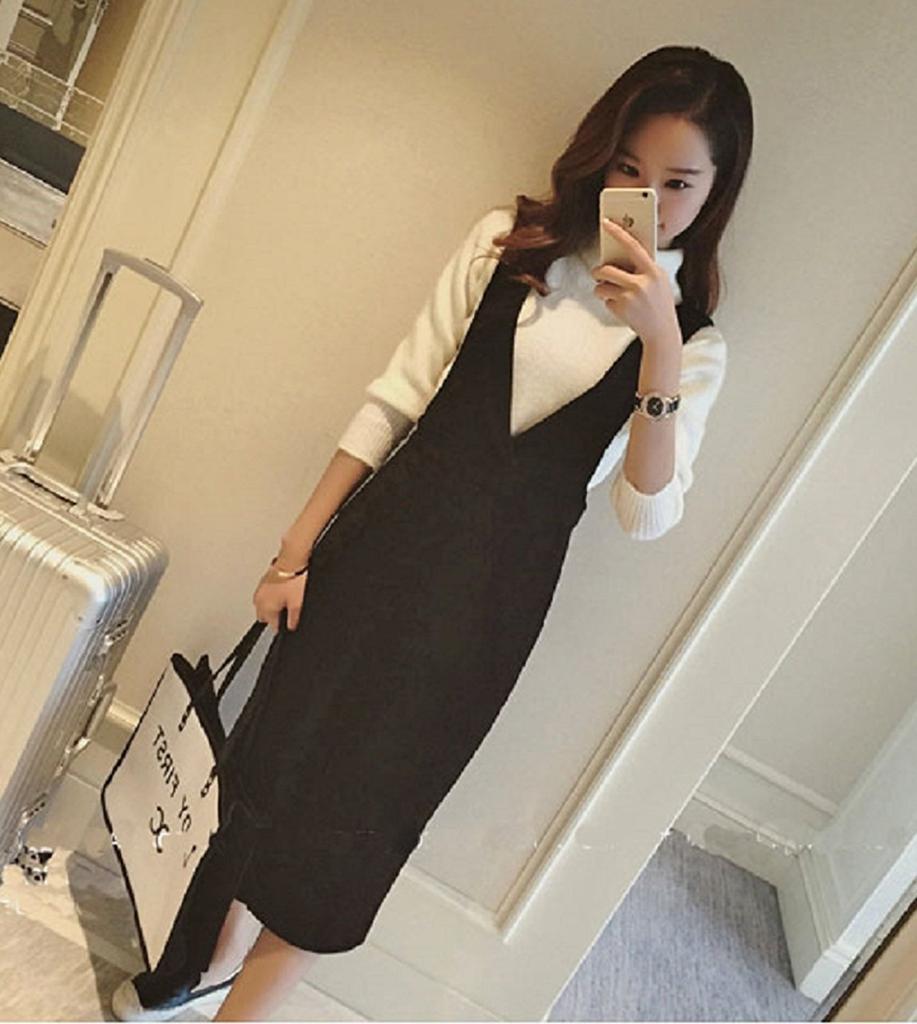 Wenchy Women's Jumper Skirt, Overalls, Dress, All-in-One, Sleeveless, Tight Skirt, Black (XL, Black)