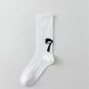 Cute Bowknot Pattern Long Calf Length Socks for Women and Girls Breathable Mesh Ribbed Student Cotton Stockings Hosiery