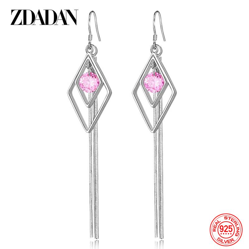 925 Sterling Silver Long Tassel Dangle Earrings For Women Fashion Wedding Jewelry Gift