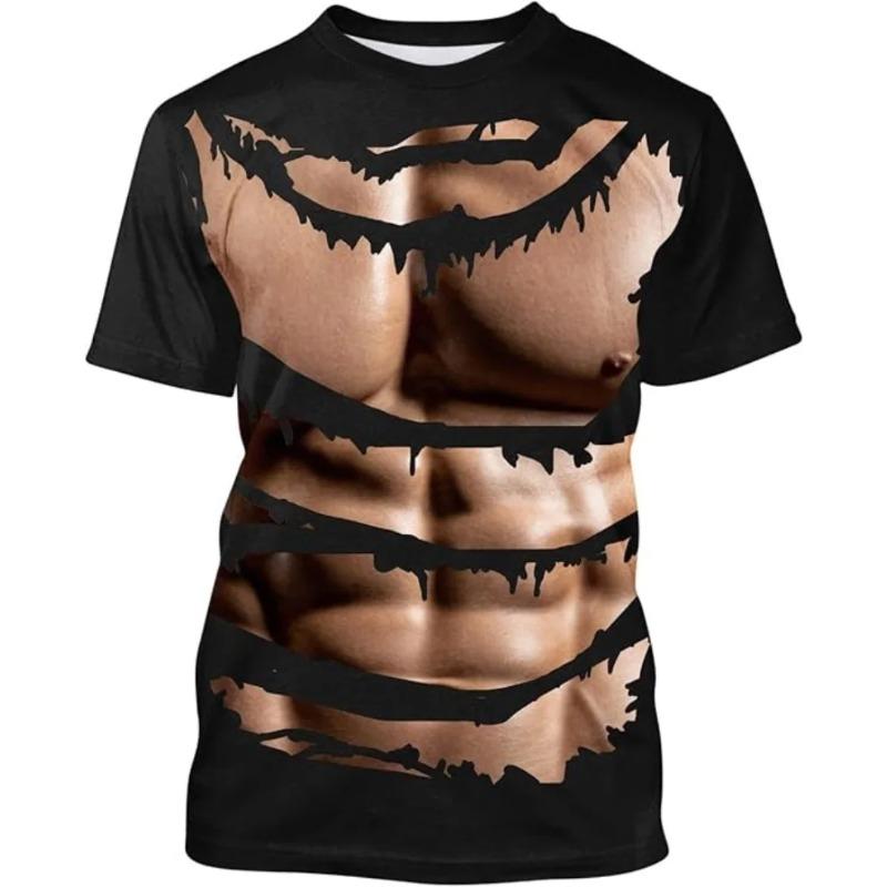 3D-Druck Lustiges Muskel-Grafik-T-Shirt für Männer Frauen Kurzarm Hässliche T-Shirts Kleidung Herren Neuheit Party Cosplay T-Shirts