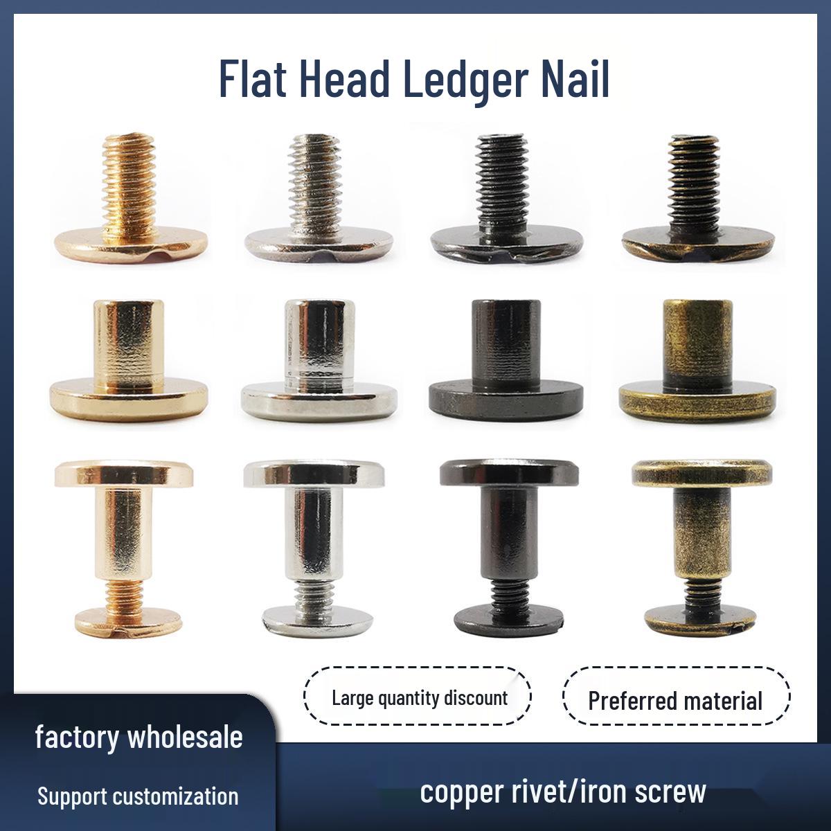 

Copper DIY Ledger Book Fasteners: Flat Head Rivets & Belt Fixing Screws