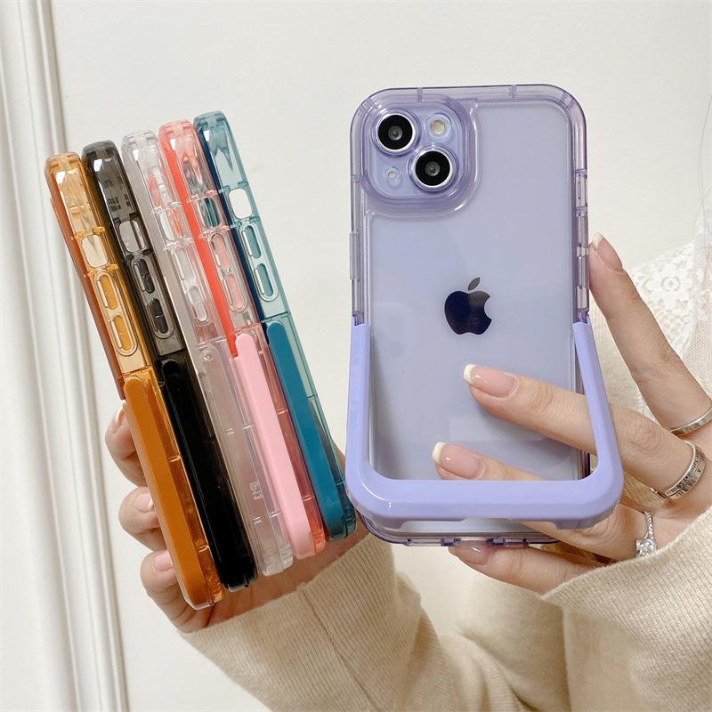 Candy solid color invisible bracket for iPhone15Promax/14Plus Apple 13/12 mobile phone case protection