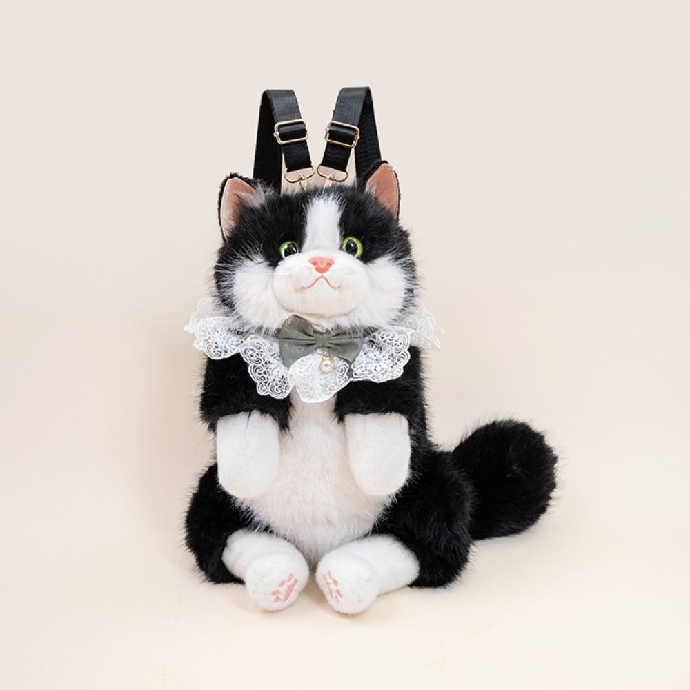 New Realistic Cat Simulated Puppet Cat Backpack Soft Fluffy Cute Cartoon Backpack School Bags Daypack