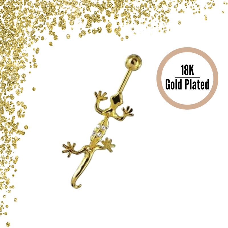 KODY PIERCING 18K Gold Plated Piercing Belly Button Salamander 8mm - Quality Piercing