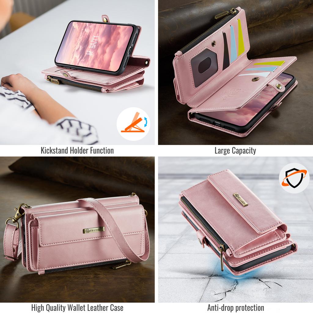 For iPhone 7 Plus 5.5 inch/iPhone 8 Plus 5.5 inch/iPhone 6 Plus 5.5 inch Case CASEME C39 RFID Blocking Zipper Wallet Stand Leather Cover with Strap
