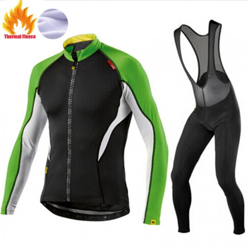 Winter Cycling Long Sleeve Jersey Thermal Pants Set Warm Fleece Insulated Outfit Road Mountain Bike Riding
