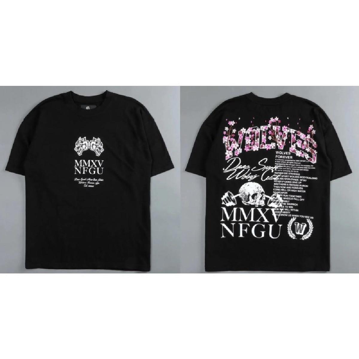 

Darc Wolf Head Смешной принт Тренировка Тренажерный зал Фитнес 100% хлопок Мужская футболка с коротким рукавом Повседневная футболка Модные спортивные свободные топы Y2k XXXXXL чёрный