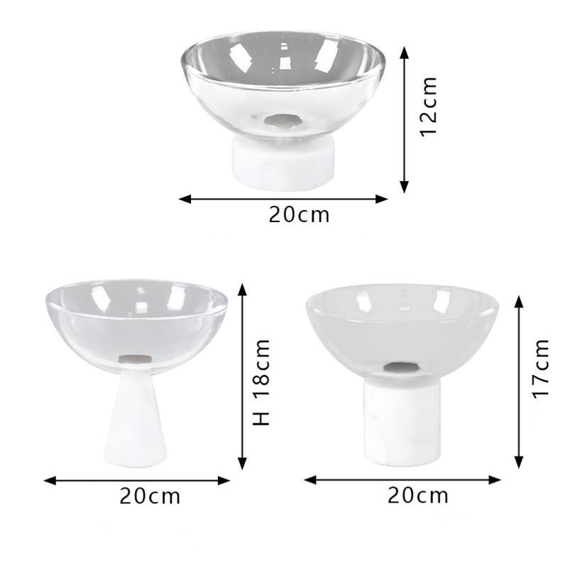 Creative Circular High Footed Glass Tray, Fruit Tray, White Marble Decorative Tray, Dessert Bowl, Kitchen Storage Container