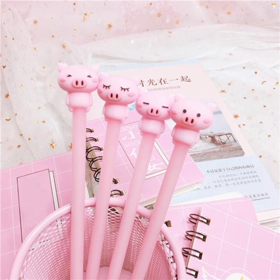 4Pcs Lovely Cartoon Pig 0.38mm Gel Ink Pen Student Gift Office School Stationery
