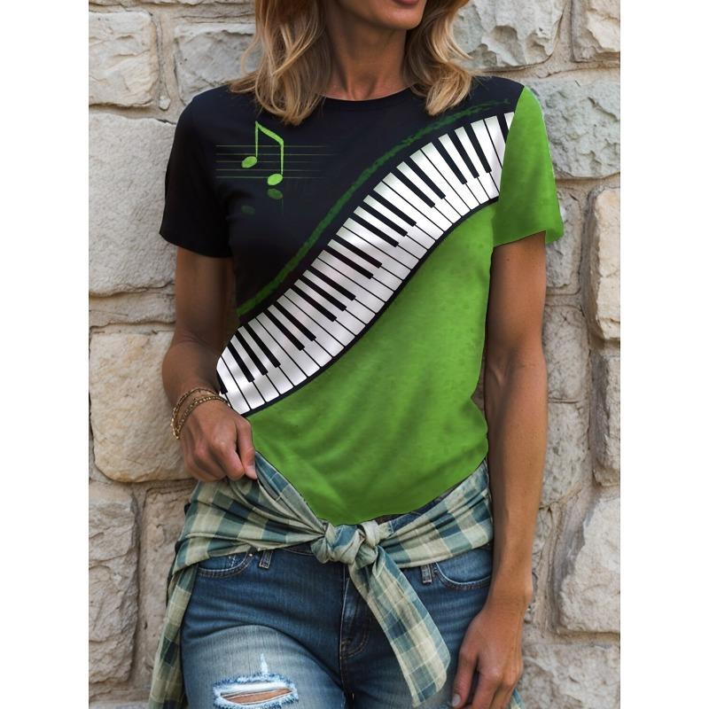 Summer Music Festival Women's T Shirt Graphic Geometric Vintage Stylish Classic Short Sleeve Crew Neck Regular Tops