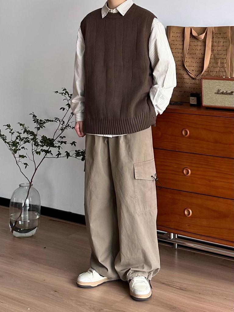 Men's High-End Retro Japanese Sleeveless Sweater Vest - Autumn/Winter Fashion