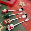 Christmas Set Stainless Steel Spoon Tableware Fruit Fork Spoon Gift Box Set Cute Elk Cartoon Girl