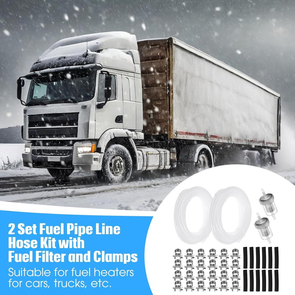 2 Set 5M Fuel Line Kit With Filter And Hose Clip For Heaters Tank Diesel Accessories Diesel Heater Fuel Line Kit