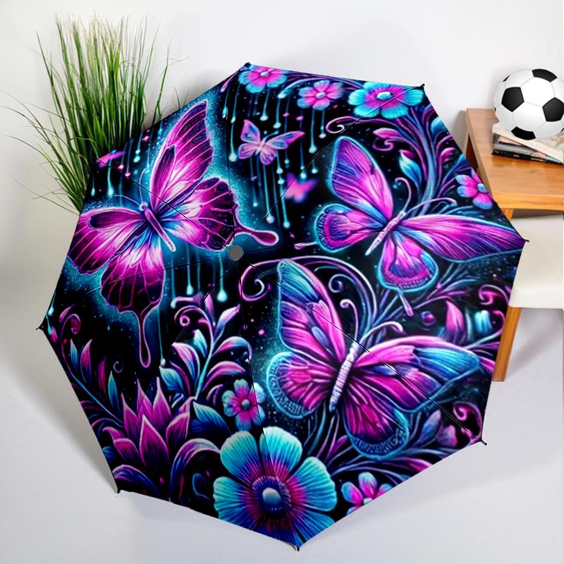 

Retro Color Butterfly Umbrella Automatic Open/close, Sturdy Iron Frame & 8-Rib Struct, Umbrella for Women & Men, Christmas Gifts