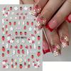 5D Cute Strawberry Nail Art Decals Summer Fruits Cherry Simple Daisy White Flowers Adhesive Sliders Stickers for Nail Manicures Tips