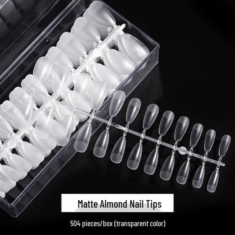 

Frosted Almond & Square Nail Tips - No Filing Needed, Full/Half Cover, Ideal for Salons