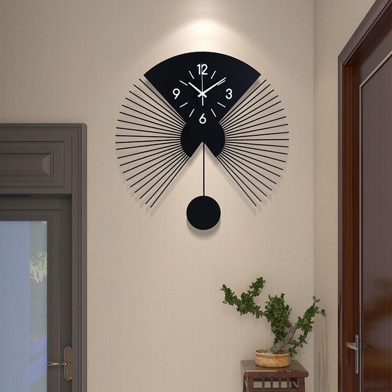 New Watch Living Room Home Wall Hanging Clock Fan Shaped Decorative Hanging Watch Fashionable Creative Hanging Clock 50CM Size