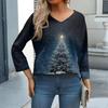 Women's Casual Fashionable Sexy Comfortable V-Neck Christmas Three-Quarter Sleeve Top