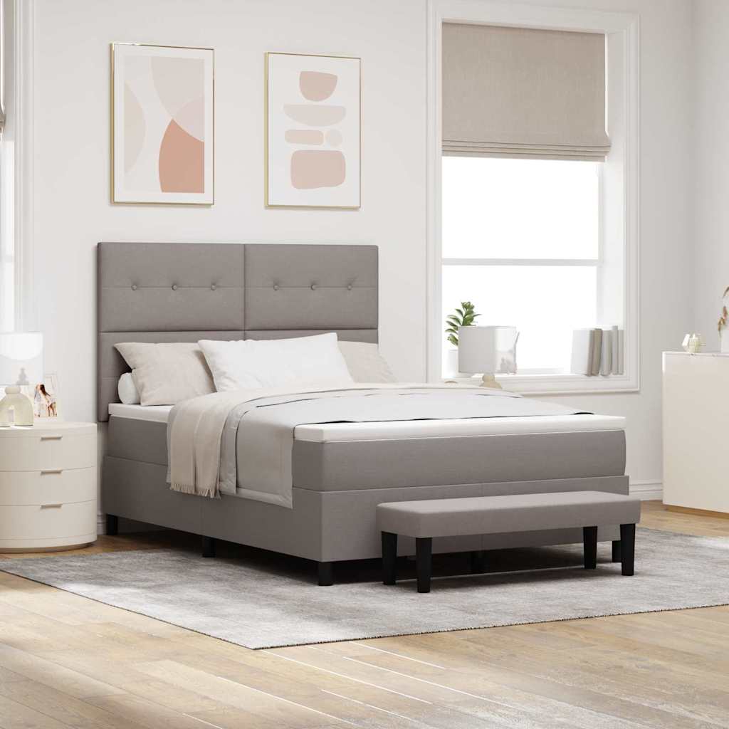 Upholstered Box Spring Bed with Adjustable Headboard Taupe 140 x 190 cm