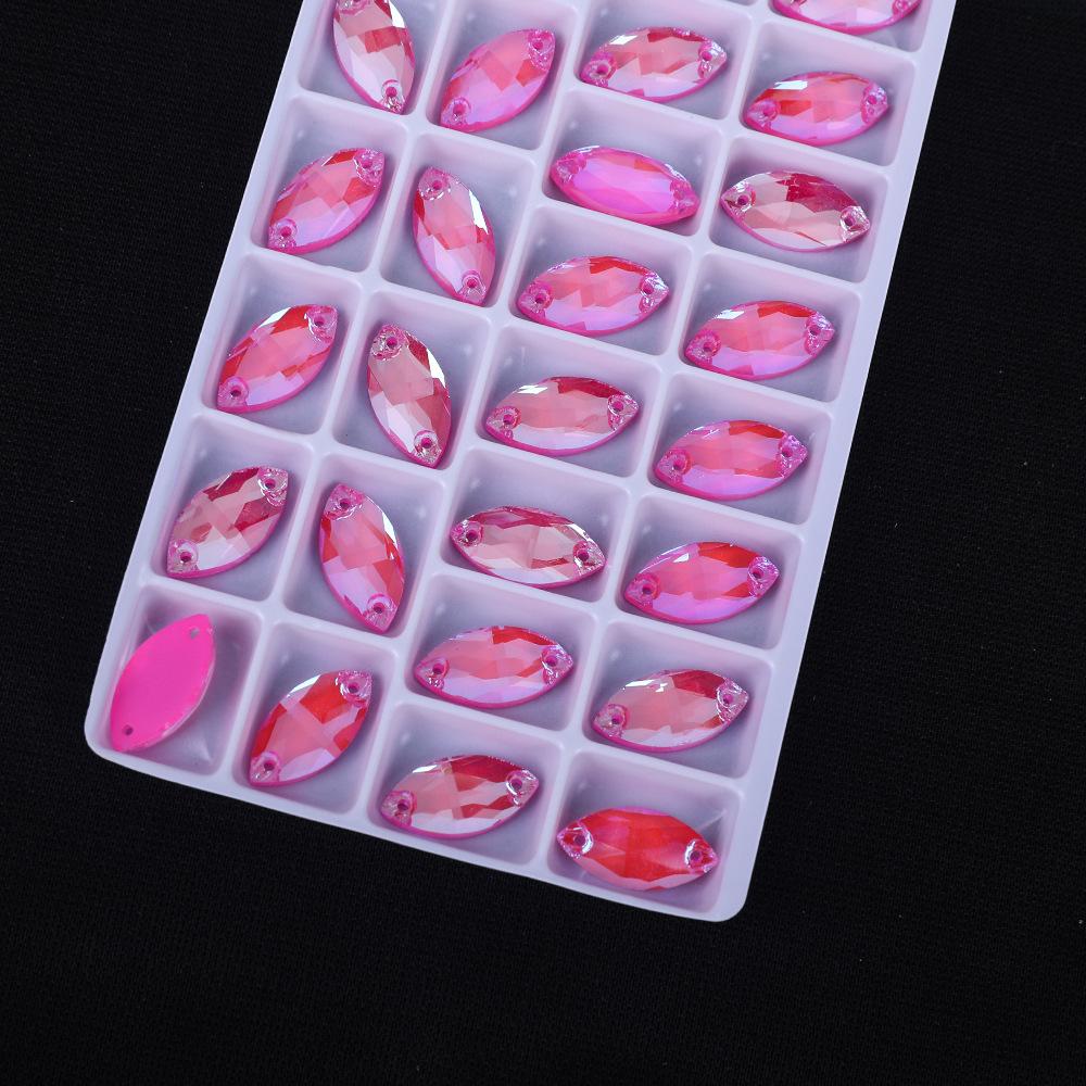 Neon Fluorescent Horse Eye Hand Sewn Drill, Glass Rhinestone Flat Buckle Diy Accessories Clothing Wedding Materials Accessories