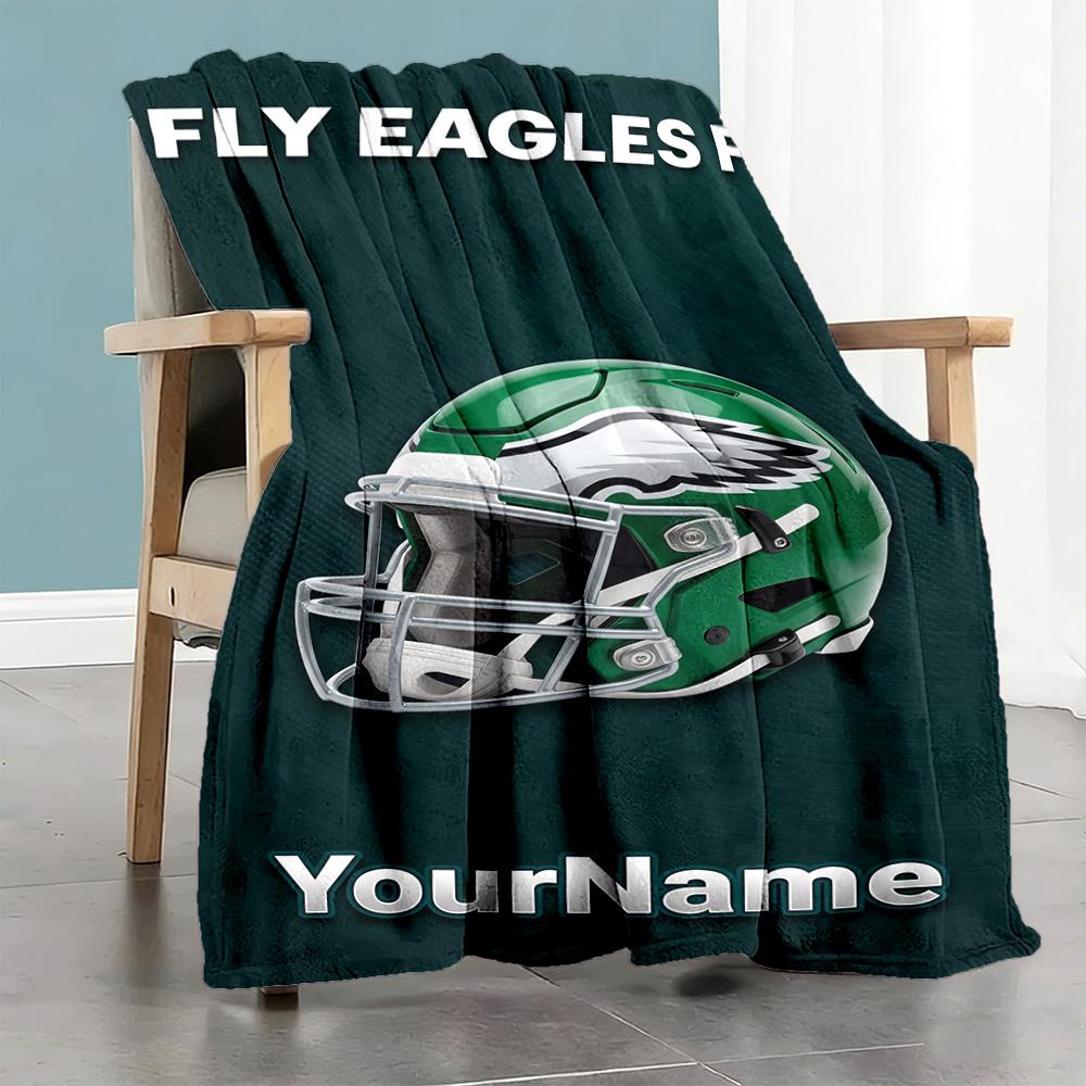 Philadelphia Eagles Personalized Name Blanket Lightweight Customizable Blanket Comfortable Great For Sofa Bedding Picnics Chair