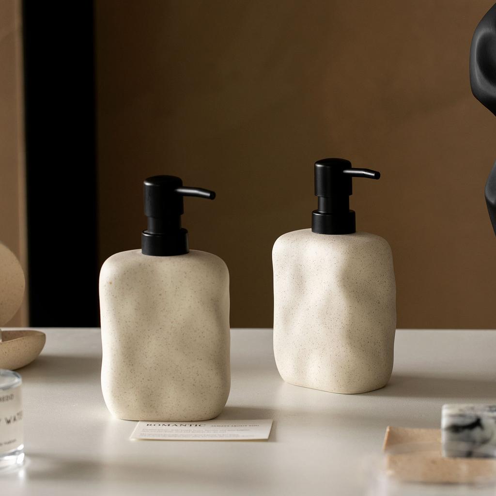 Dispenser Sapone Liquido in Terracotta Semplice Dispenser Sapone per la Casa Disinfettante Mani Gel da Bagno Shampoo Flacone con Pompetta Accessori da Bagno