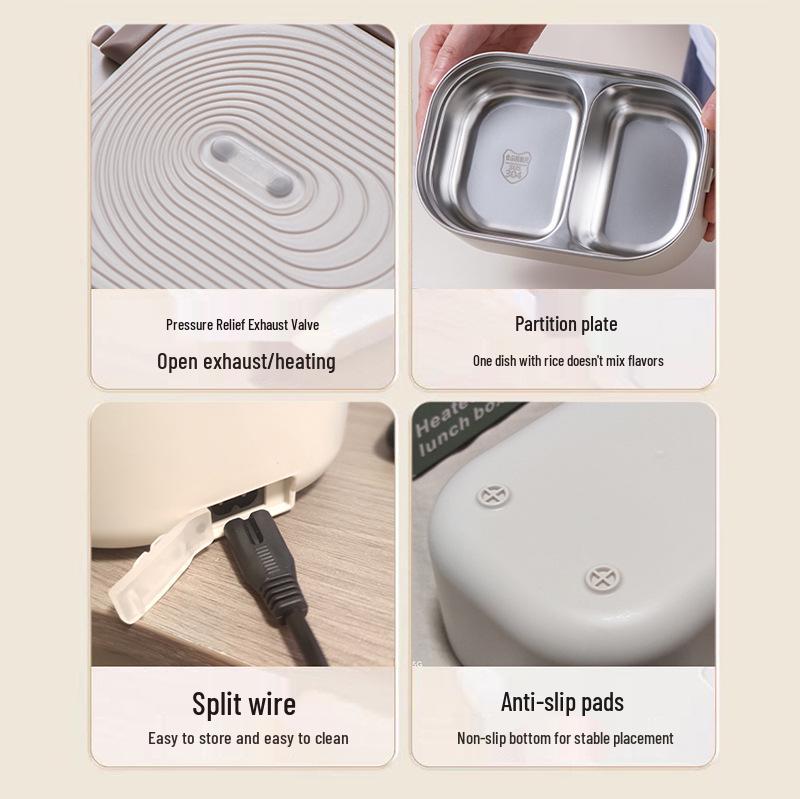 Przenośny Elektryczny Podgrzewany Lunchbox do Użytku Biurowego i Studenckiego – Podgrzewany i Izolowany Bento na Ryż