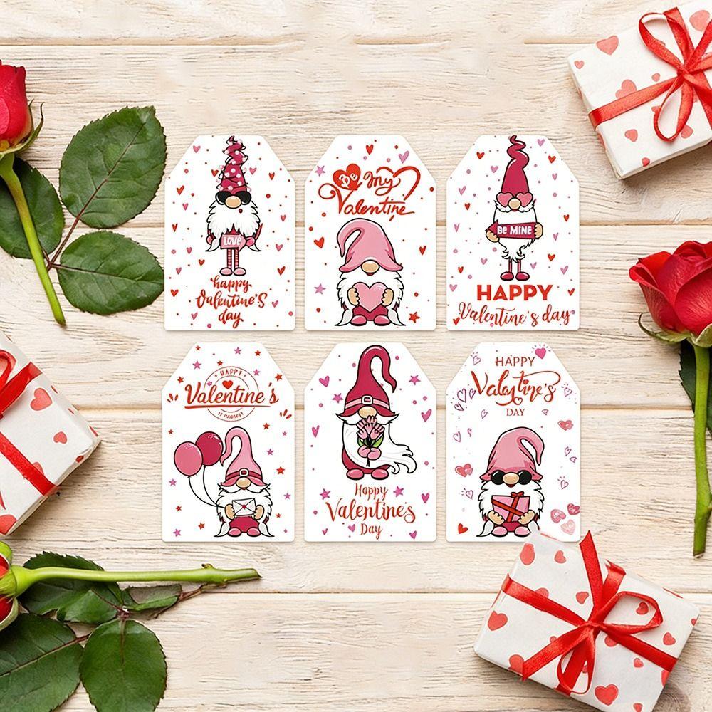 60pcs 6 Styles Valentines Day Gift Tags with String DIY Gift Packaging Labeling Romantic Hanging Party Labels Home Decor
