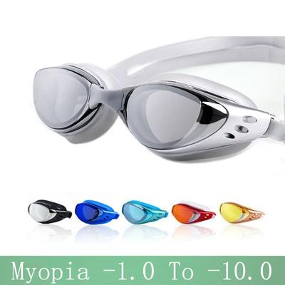 Myopie-Schwimmbrille für Männer und Frauen -1,0 ~ -10 wasserdichte Anti-Fog-Schwimmbrille mit Sehstärke Wasser-Silikon-Tauchbrille