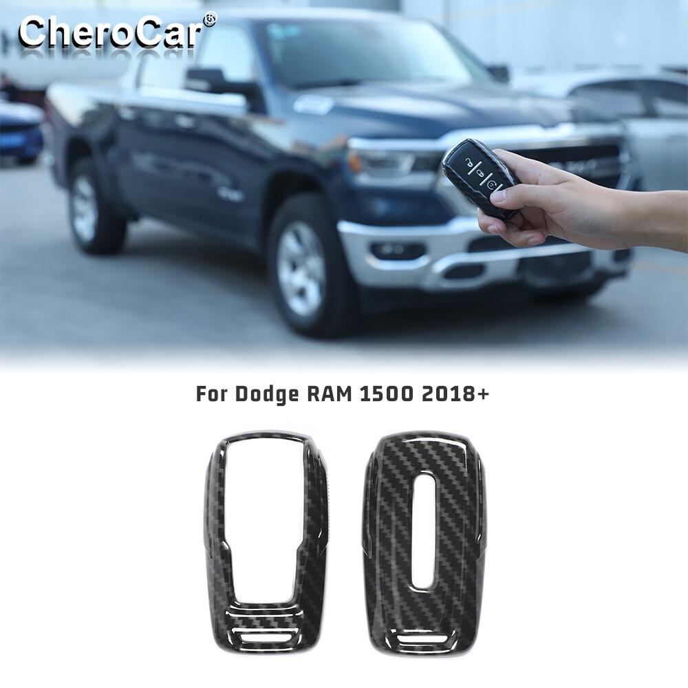 Carbon Fiber Key Fob Case Cover Protector Trim Cover For Dodge Ram 1500 2018-21