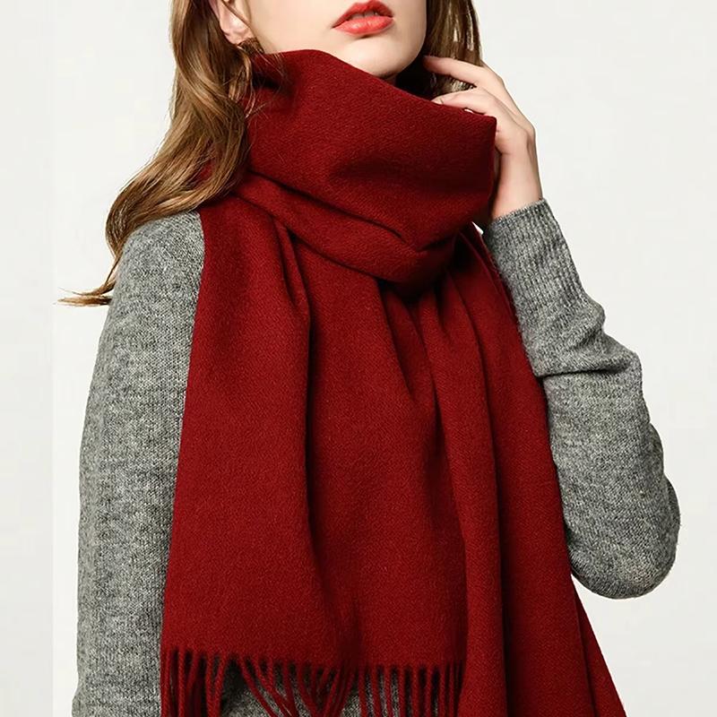 Winter Cashmere Solid Color Pashmina Tassel Scarf for Women Warm Scarves Wraps Girls Thicken Warm Shawl Wrap Echarpe Stole