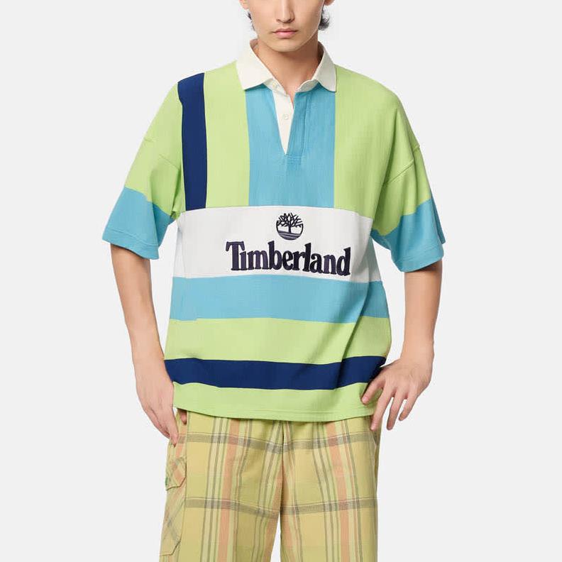Timberland Logo Color Block Drop Shoulder Short Sleeve Polo Shirt Unisex Tops TB0A6J9YA2S1