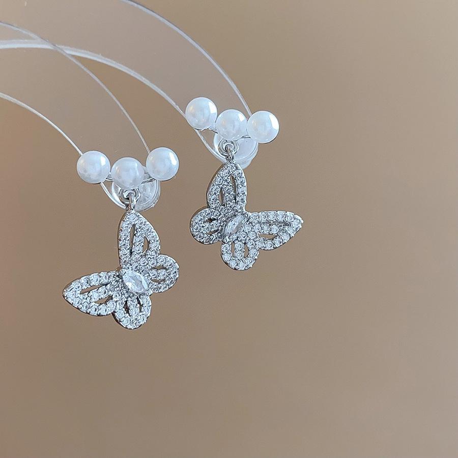 Mori Style Silver Needle Floral Glass Grape Tassel Earrings – Elegant High-End Design