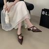 Fashion Elegant Pointed Toe Low Heel Pumps Women Fashion Cross Tied Buckle Slide Sandals Comfort Commuter Office Shoes Zapatos De Mujer