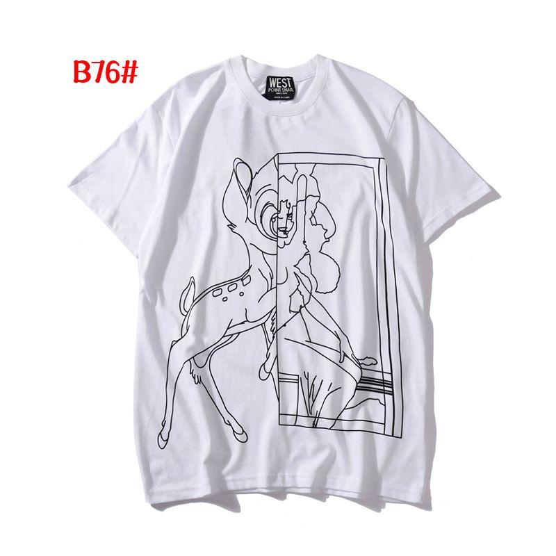 

European and American Trendy Brand Retro Pentagram Virgin Deer Men and Women Couple Shortsleeved Tshirt Bottoming Shirt 3XL